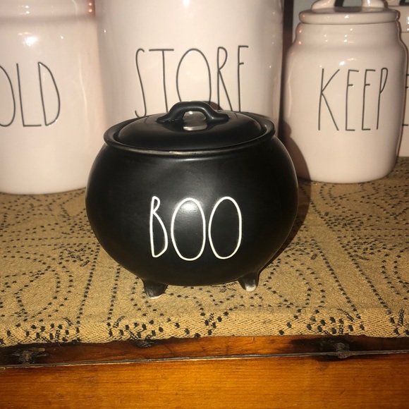 Rae Dunn Holiday Rae Dunn Boo Mini Cauldron Canister Black Poshmark